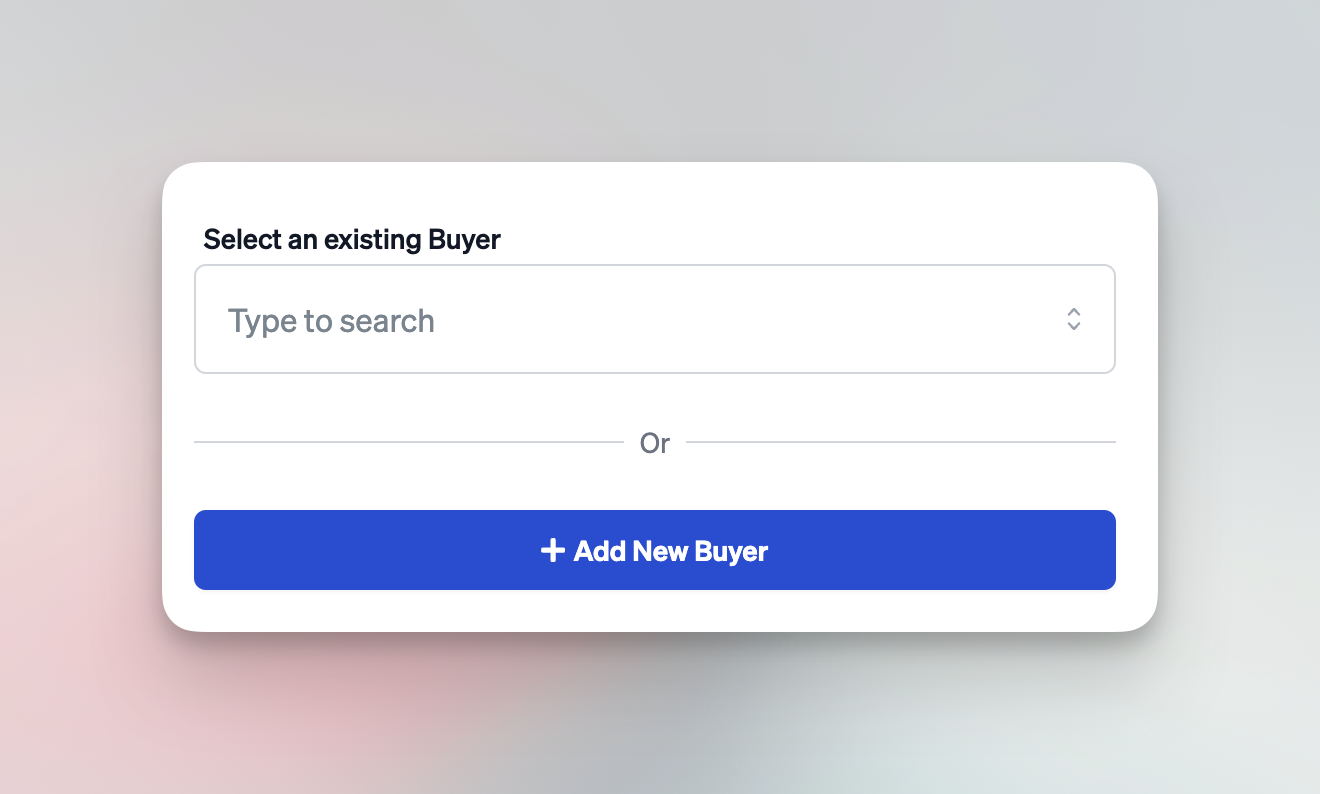 Buyer tab with search for existing buyer in a deal jacket