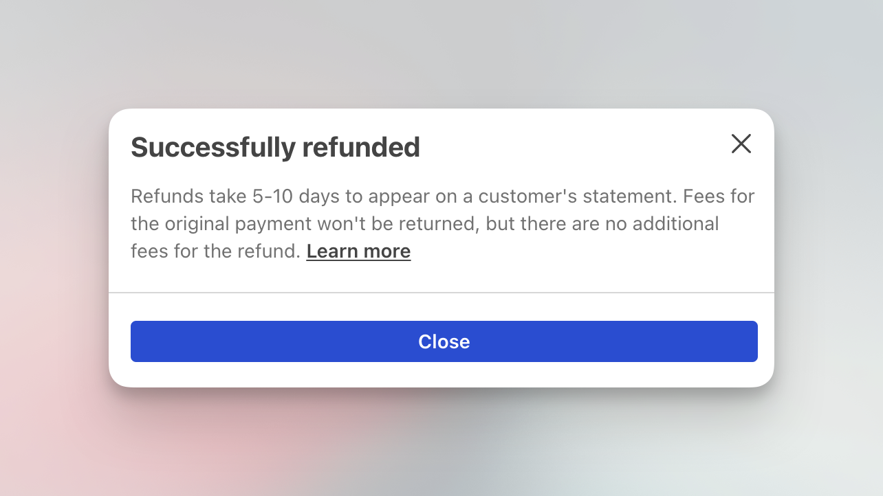 Refund success modal