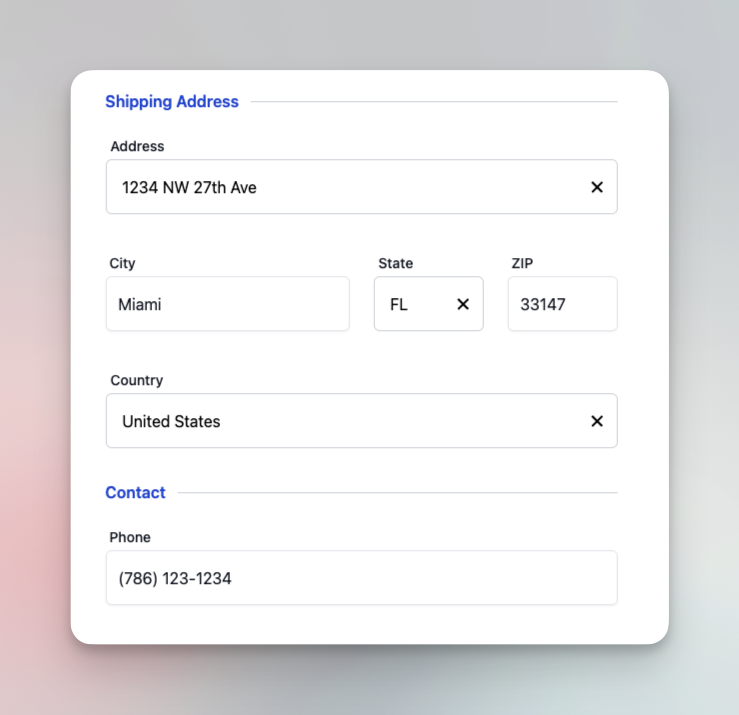 Página de pedido resaltando dirección y contacto