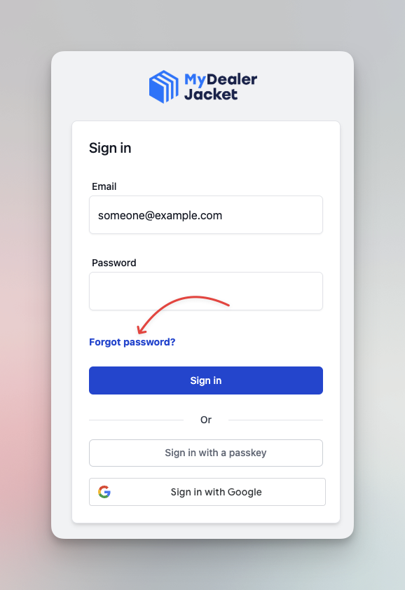 Sign in page highlighting forgot password